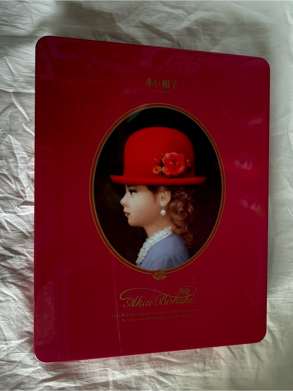 PINK Red Hat Tin Tivolina Akai Bohshi Large CookieChocolate Box Empty 2021 Japan